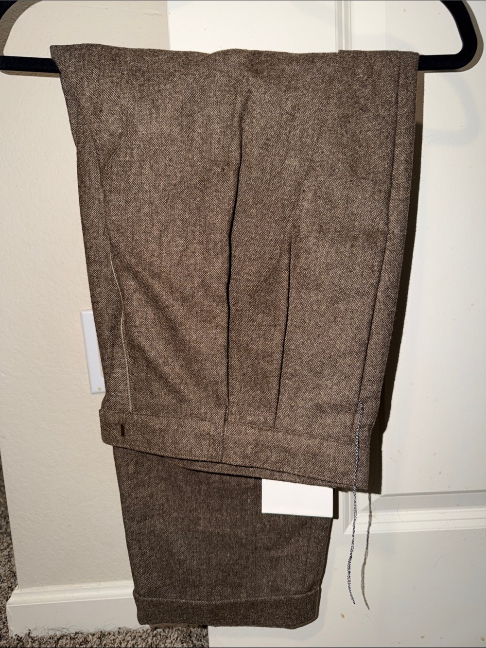 Men's Brown Pleated Dress Pants